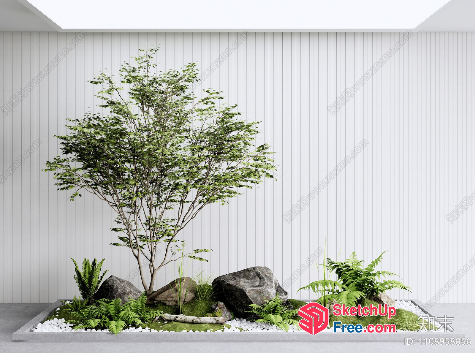 Serene Japanese-Inspired Interior Garden 3D SketchUp File