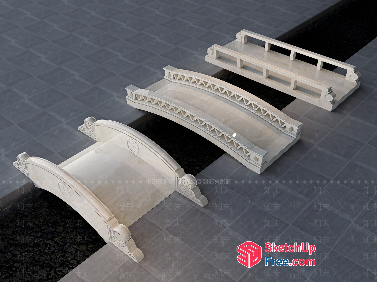Elegant Stone Bridge Models 3D SketchUp File