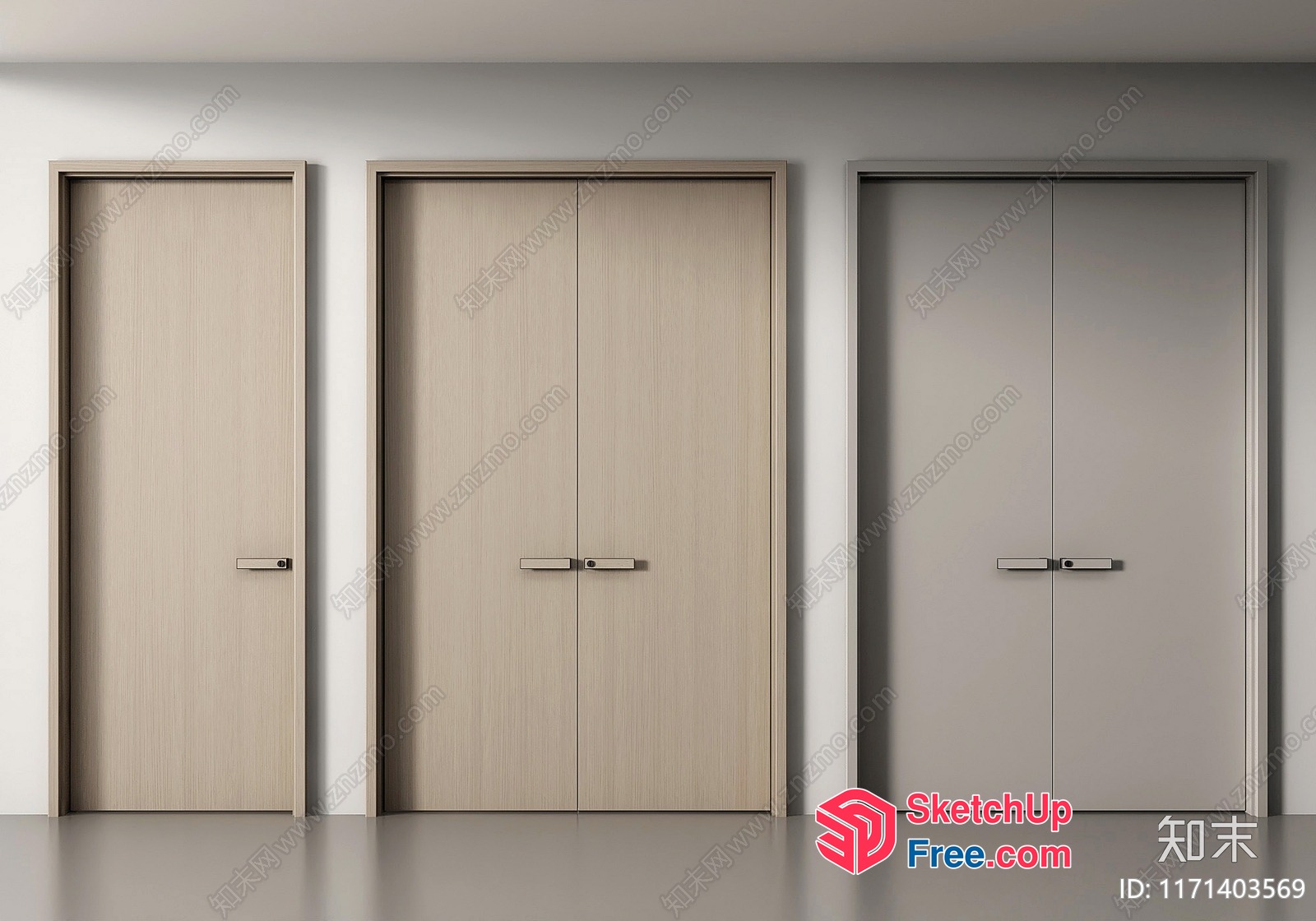Modern Interior Doors With Sleek Hardware 3D SketchUp File