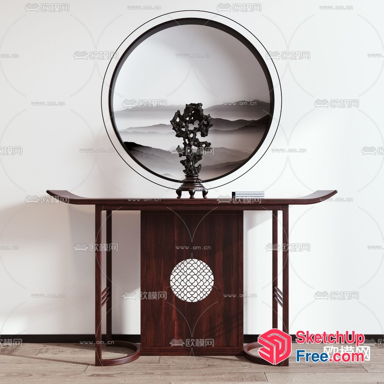 Round Mirror And Console Table 3D SketchUp File