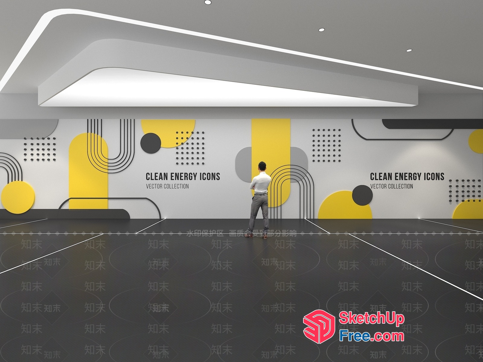 Modern Minimalist Clean Energy Interior Design Concept 3D SketchUp File