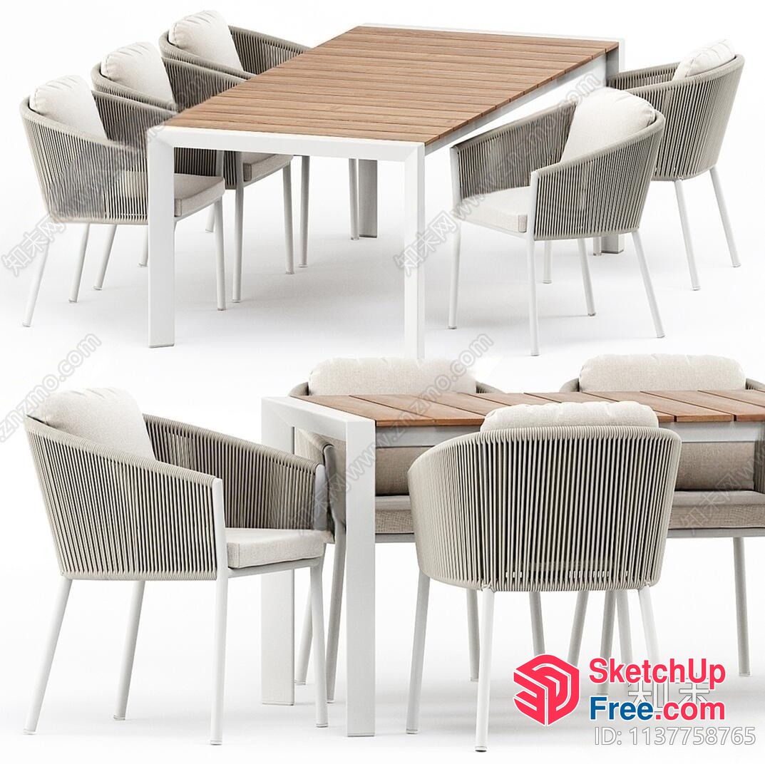 Modern Dining Table Set With Chairs 3D SketchUp File