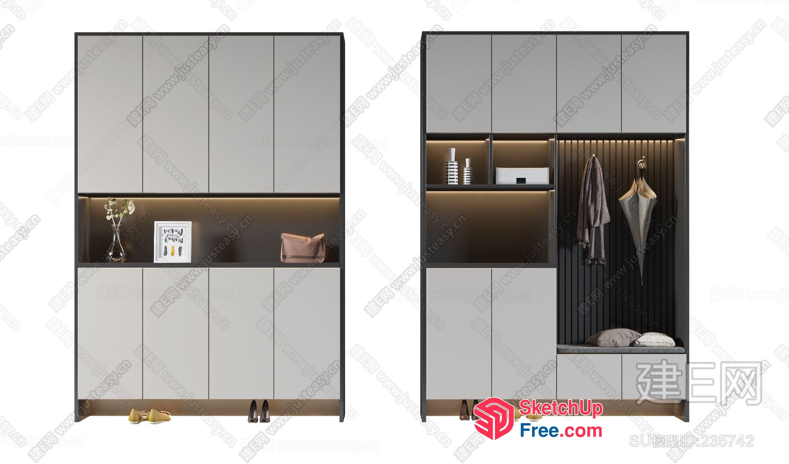 Modern Minimalist Wardrobe Storage Space 3D SketchUp File