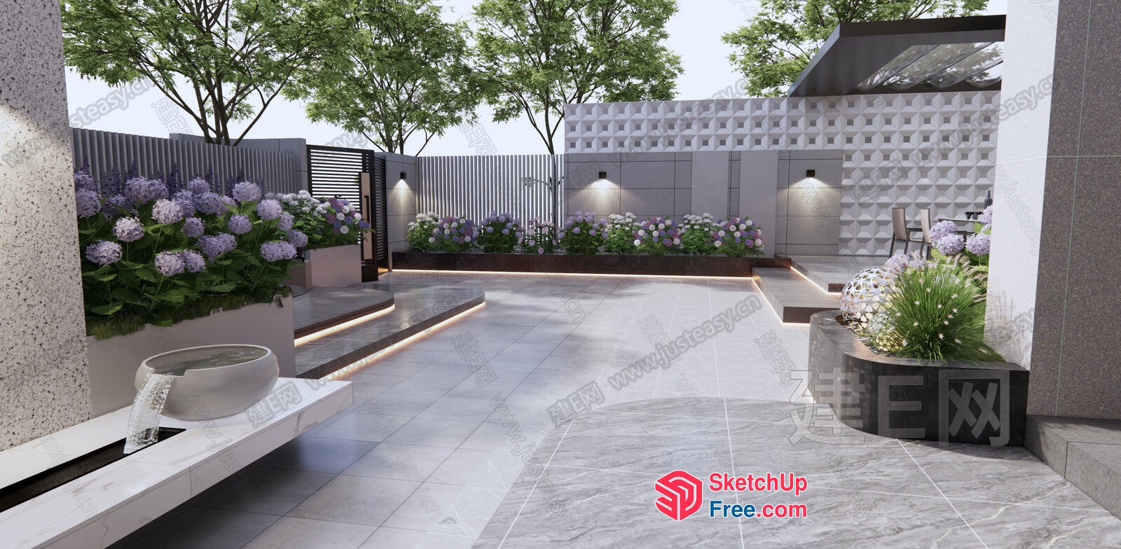 Modern Marble Exterior Decor 3D SketchUp File