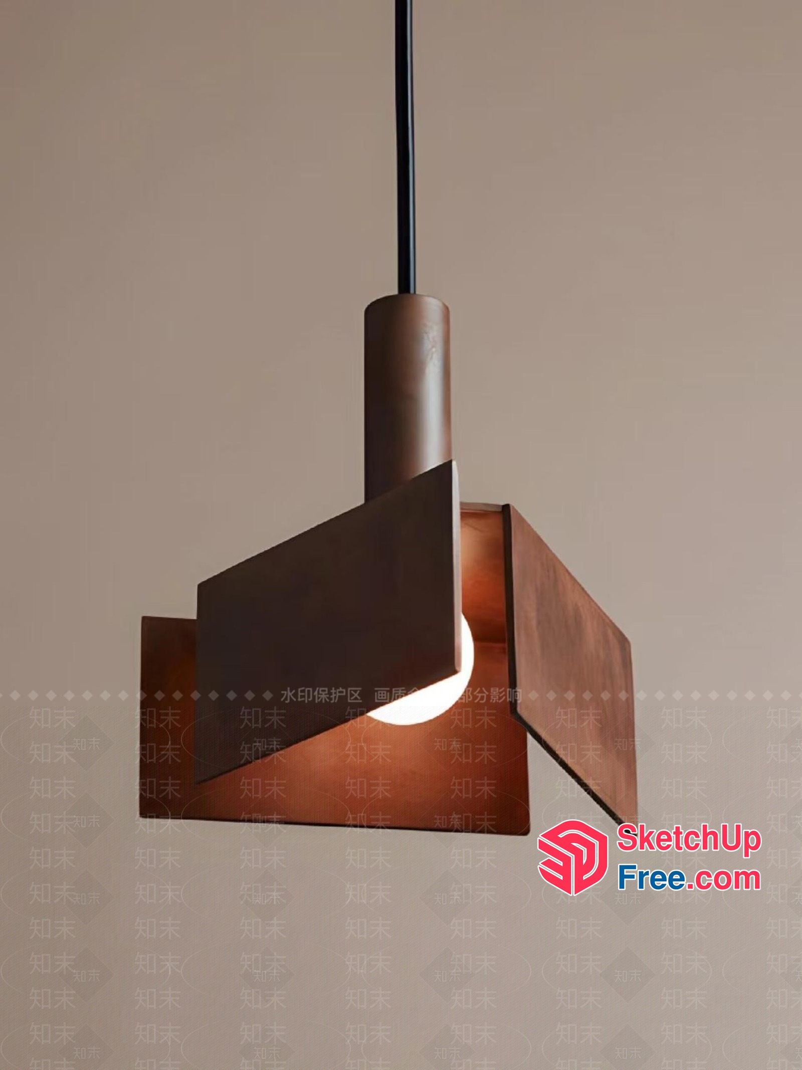 Sleek Copper Hanging Light Fixture 3D SketchUp File