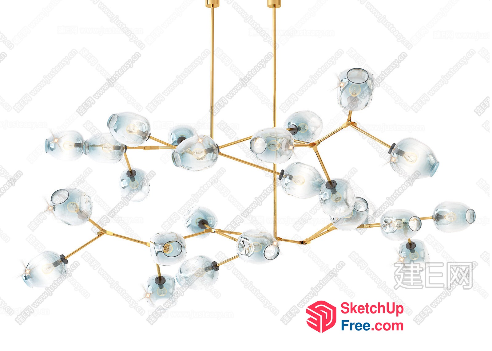 Elegant Glass And Gold Chandelier 3D SketchUp File