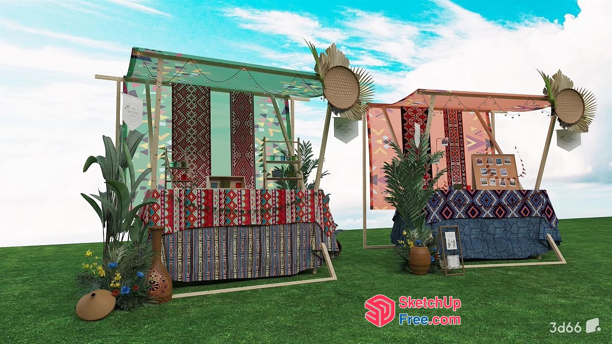 Vibrant Outdoor Food Truck Stall 3D SketchUp File