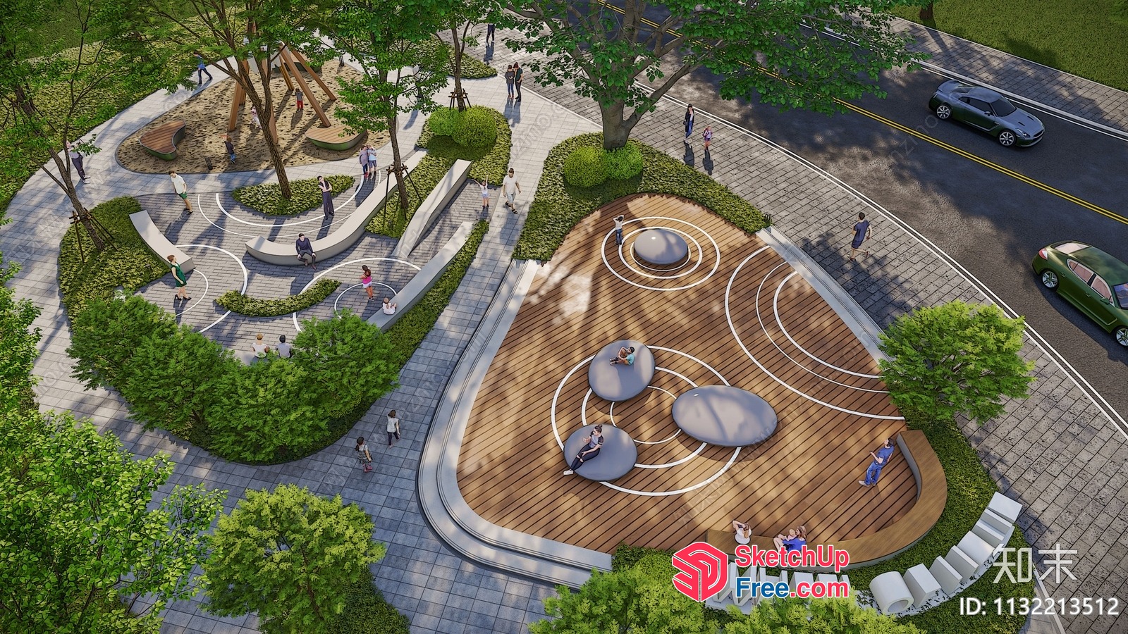Serene Urban Oasis With Lush Greenery And Modern Architecture 3D SketchUp File