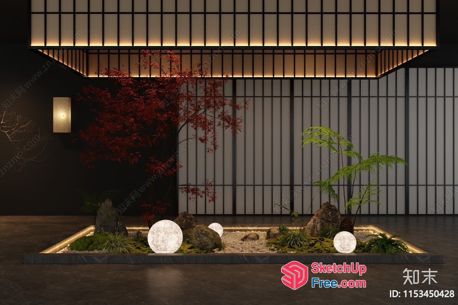 Elegant And Serene Japanese-Style Interior 3D SketchUp File