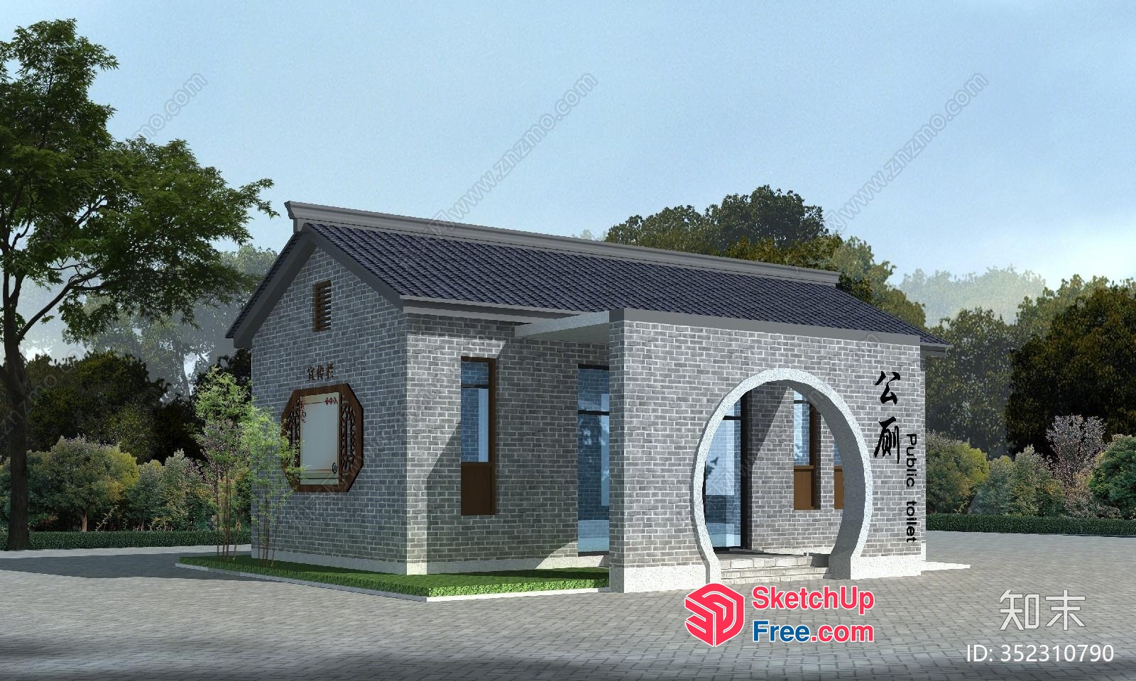 Traditional Chinese Public Toilet Exterior 3D SketchUp File Traditional Chinese Public Toilet Exterior 3D SketchUp File