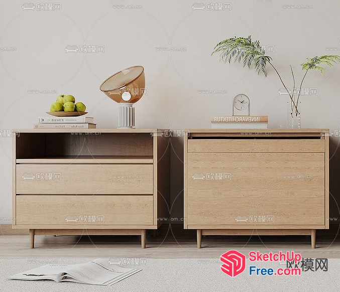 Modern Minimalist Wooden Furniture Collection 3D SketchUp File