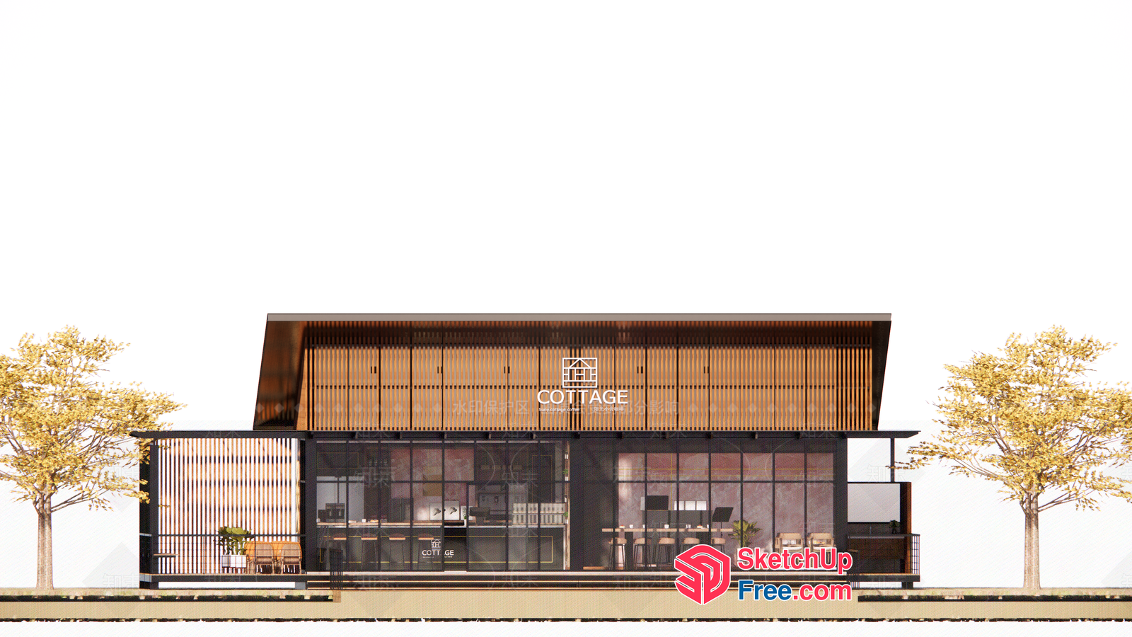 Modern Rustic Coffee Shop 3D SketchUp File