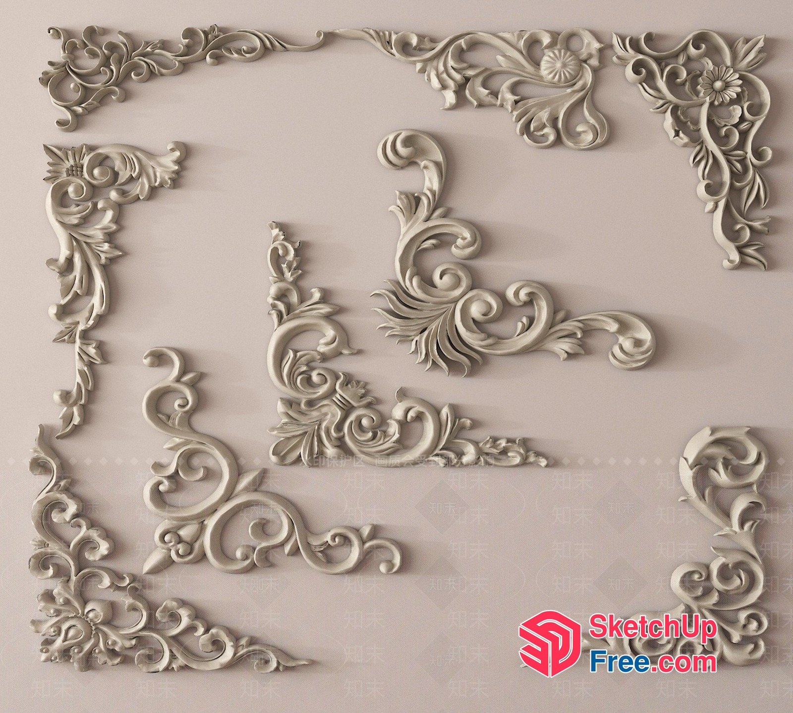 Intricate Ornate Ceiling Decorations 3D SketchUp File