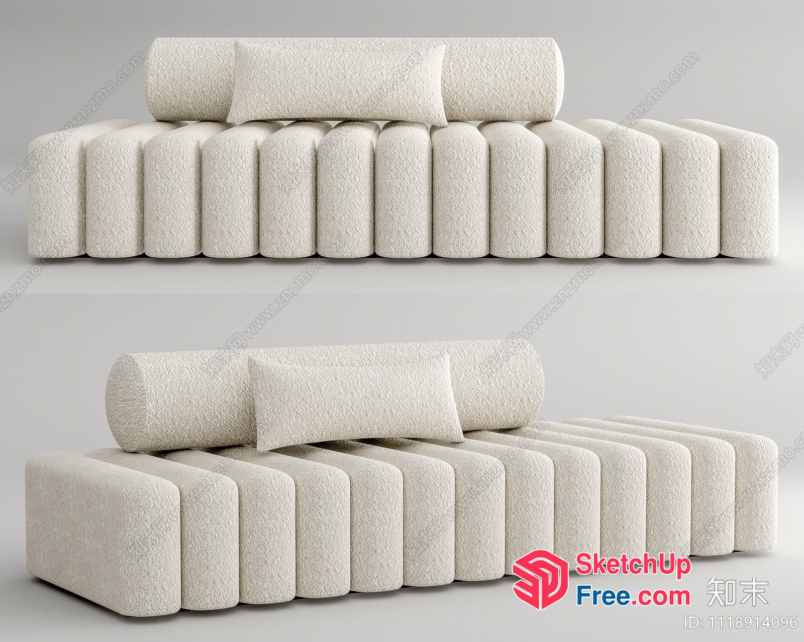 Modern Creamy Style Sofa Set 3D SketchUp File