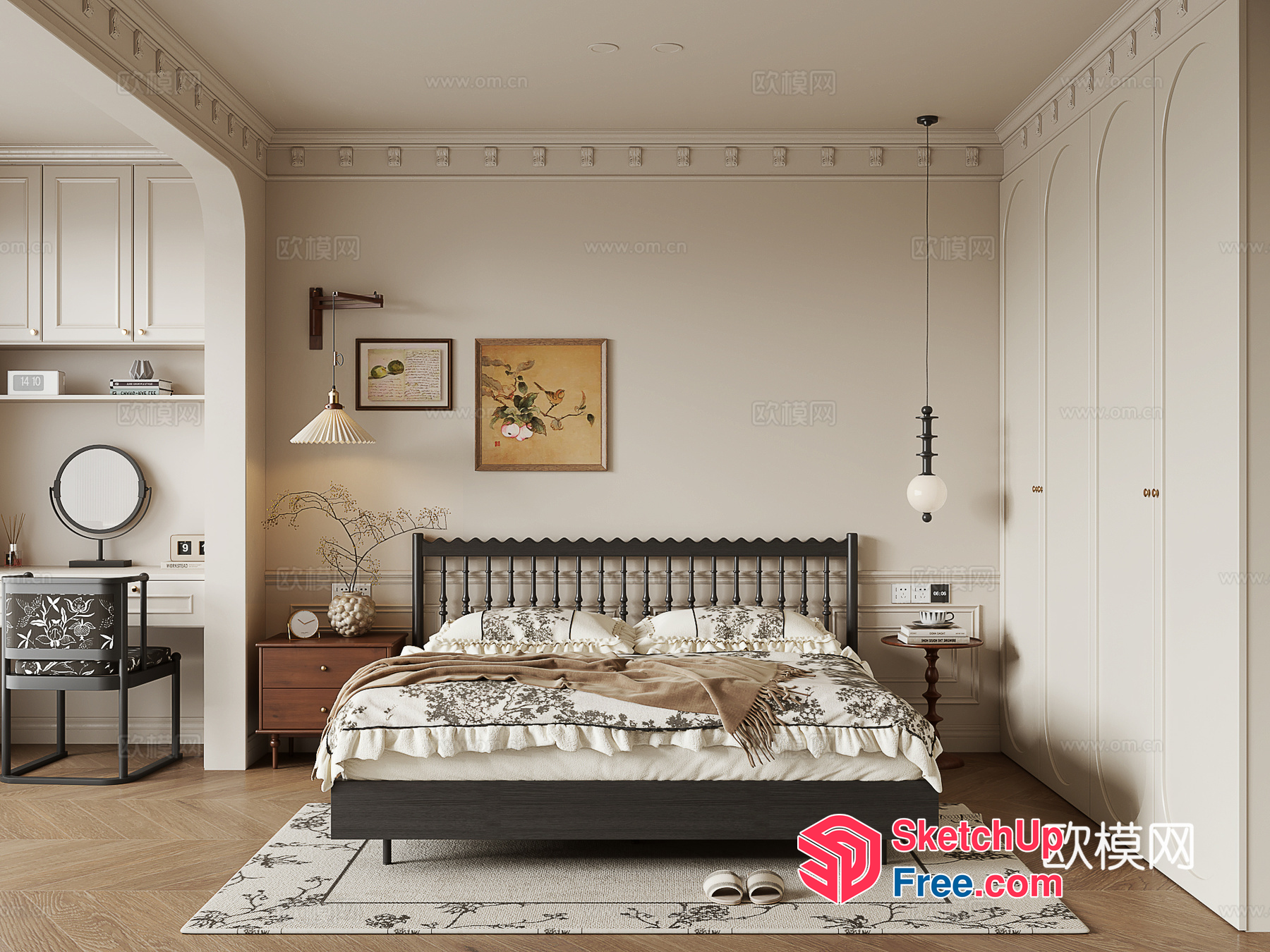 Elegant And Serene Bedroom Decor 3D SketchUp File