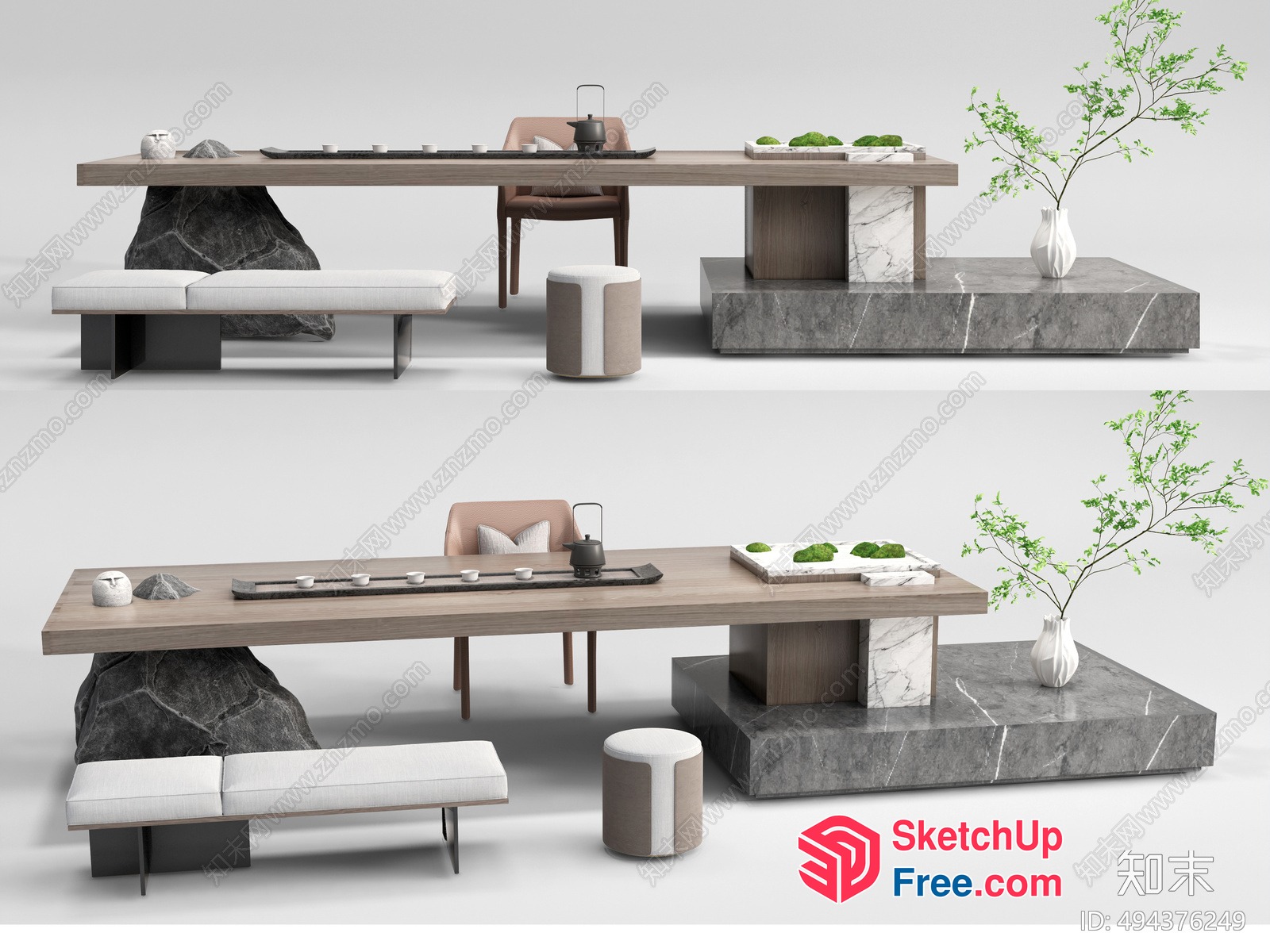 Modern Japanese-Inspired Living Space 3D SketchUp File