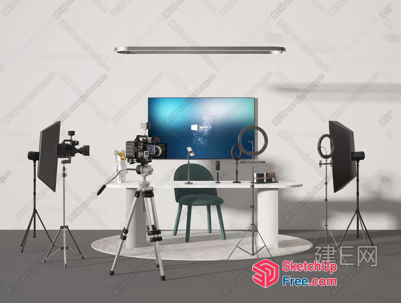 Camera Equipment Setup In A Well-Lit Studio 3D SketchUp File