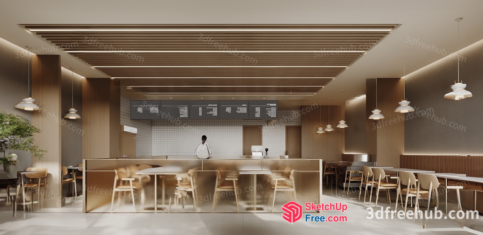 Modern Minimalist Restaurant Interior 3D SketchUp File