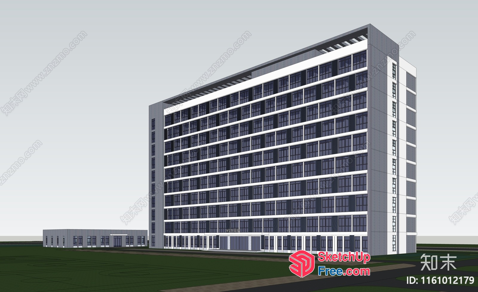 Modern Commercial Office Building With Glass Curtain Wall 3D SketchUp File