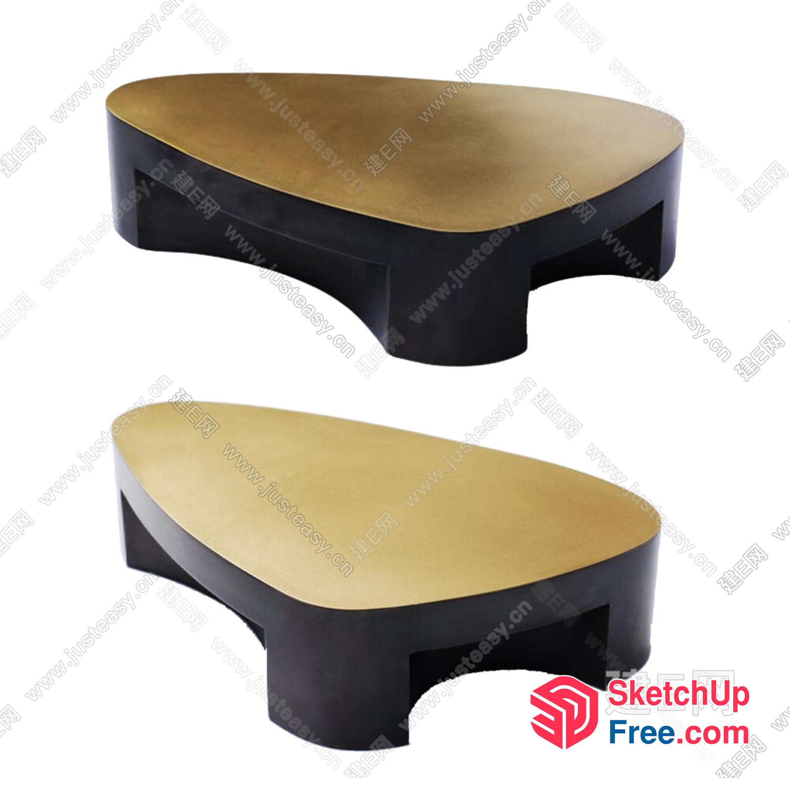 Elegant Black And Gold Coffee Table 3D SketchUp File
