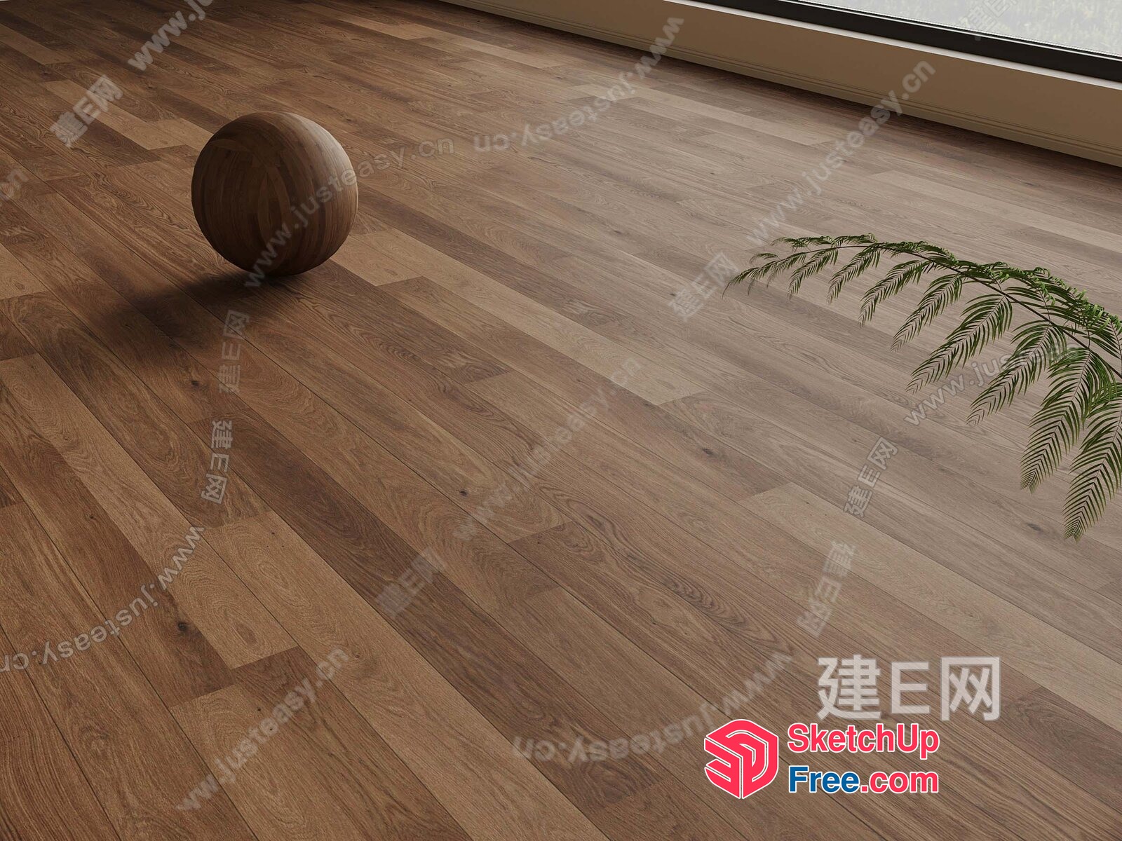 Wooden Ball On A Wooden Floor 3D SketchUp File