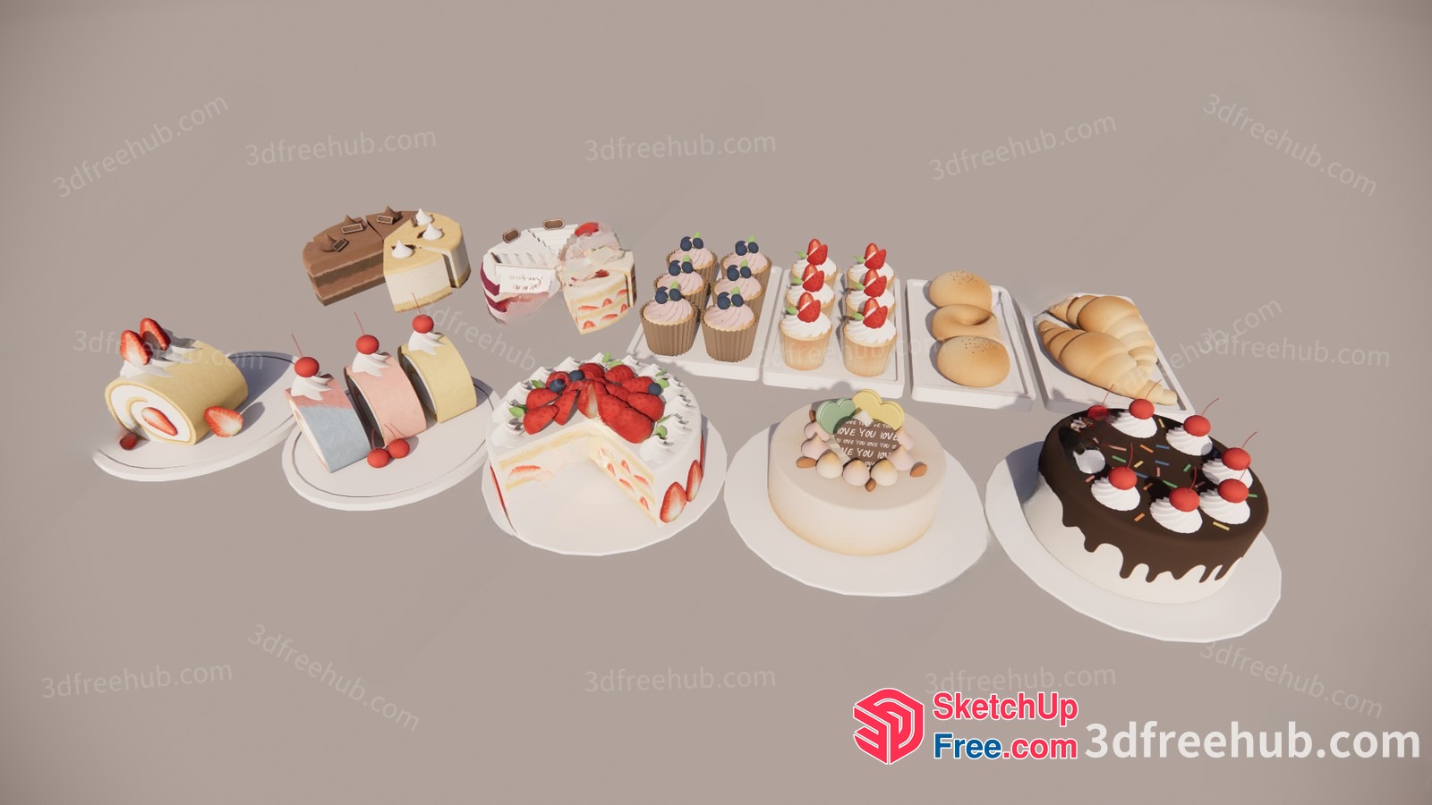3D Rendered Desserts And Cakes 3D SketchUp File