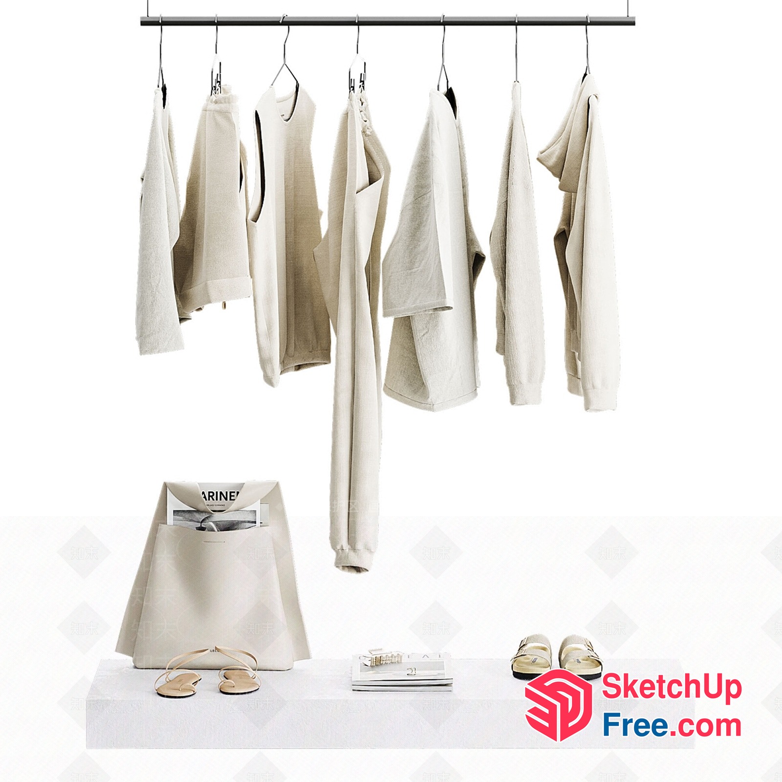 Minimalist White Linen Clothing Display 3D SketchUp File