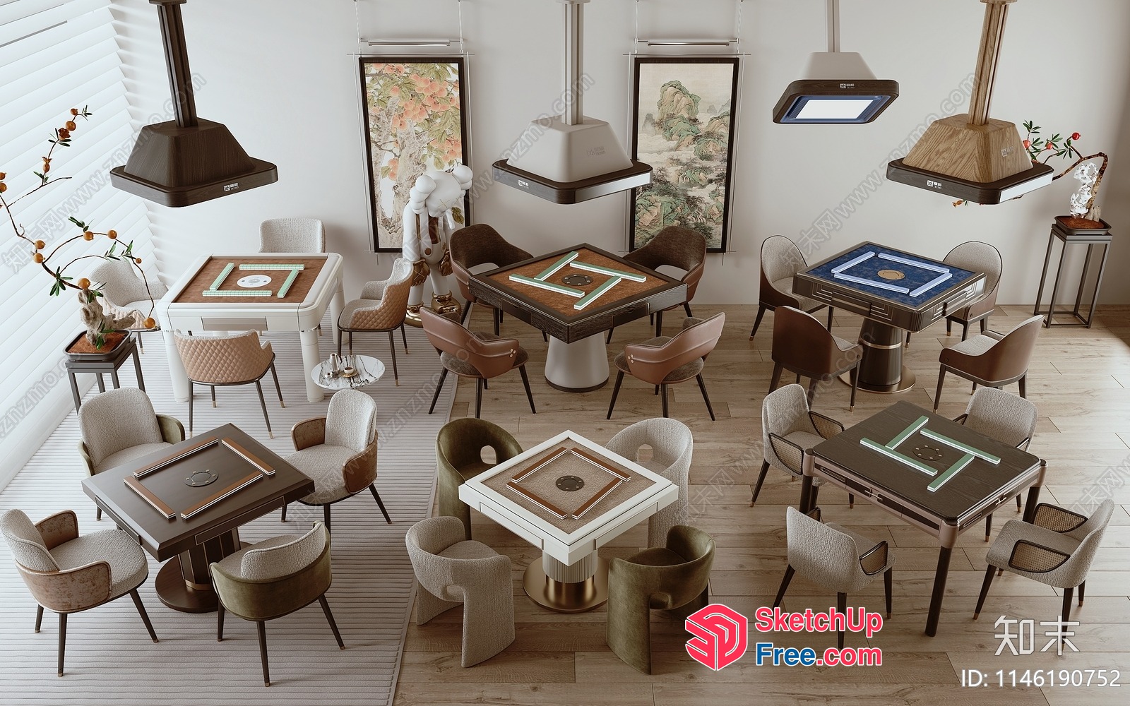 Modern Dining Room With Unique Furniture And Decor 3D SketchUp File