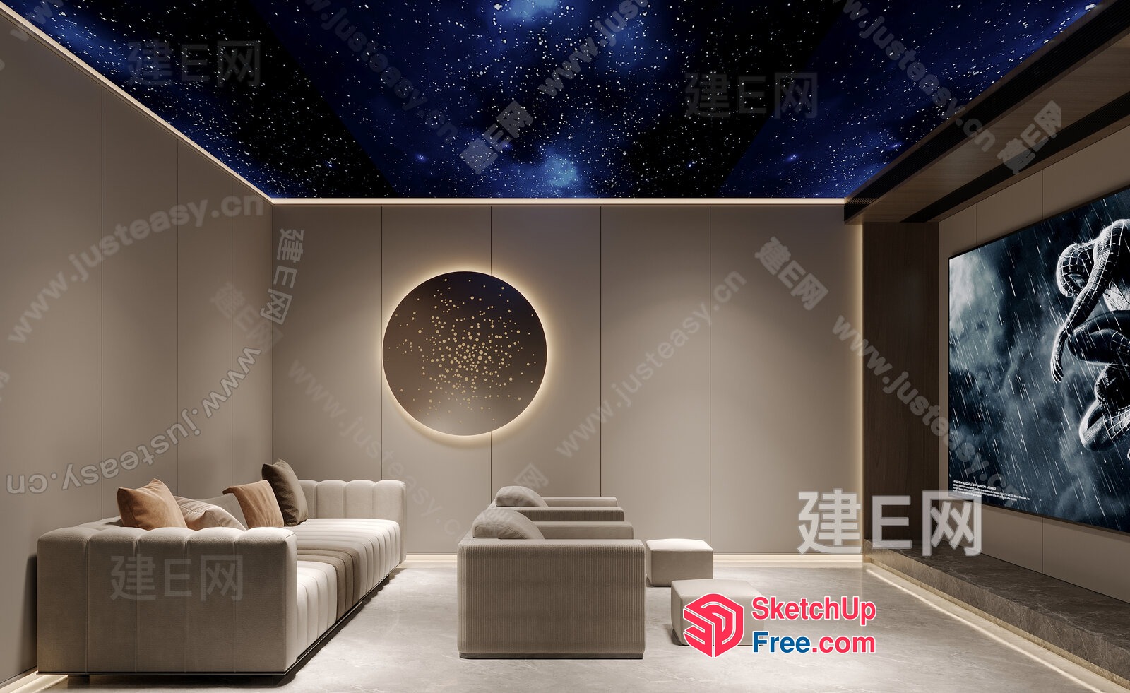 A Modern And Luxurious Home Theater 3D SketchUp File