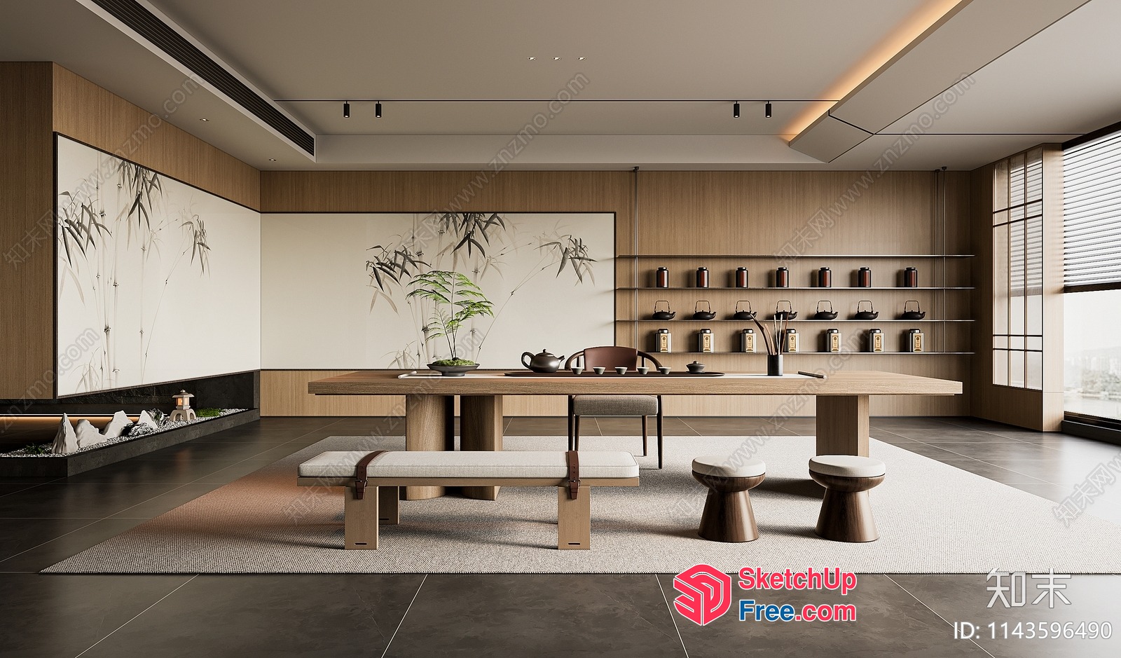 Modern Japanese-Style Tea Room 3D SketchUp File