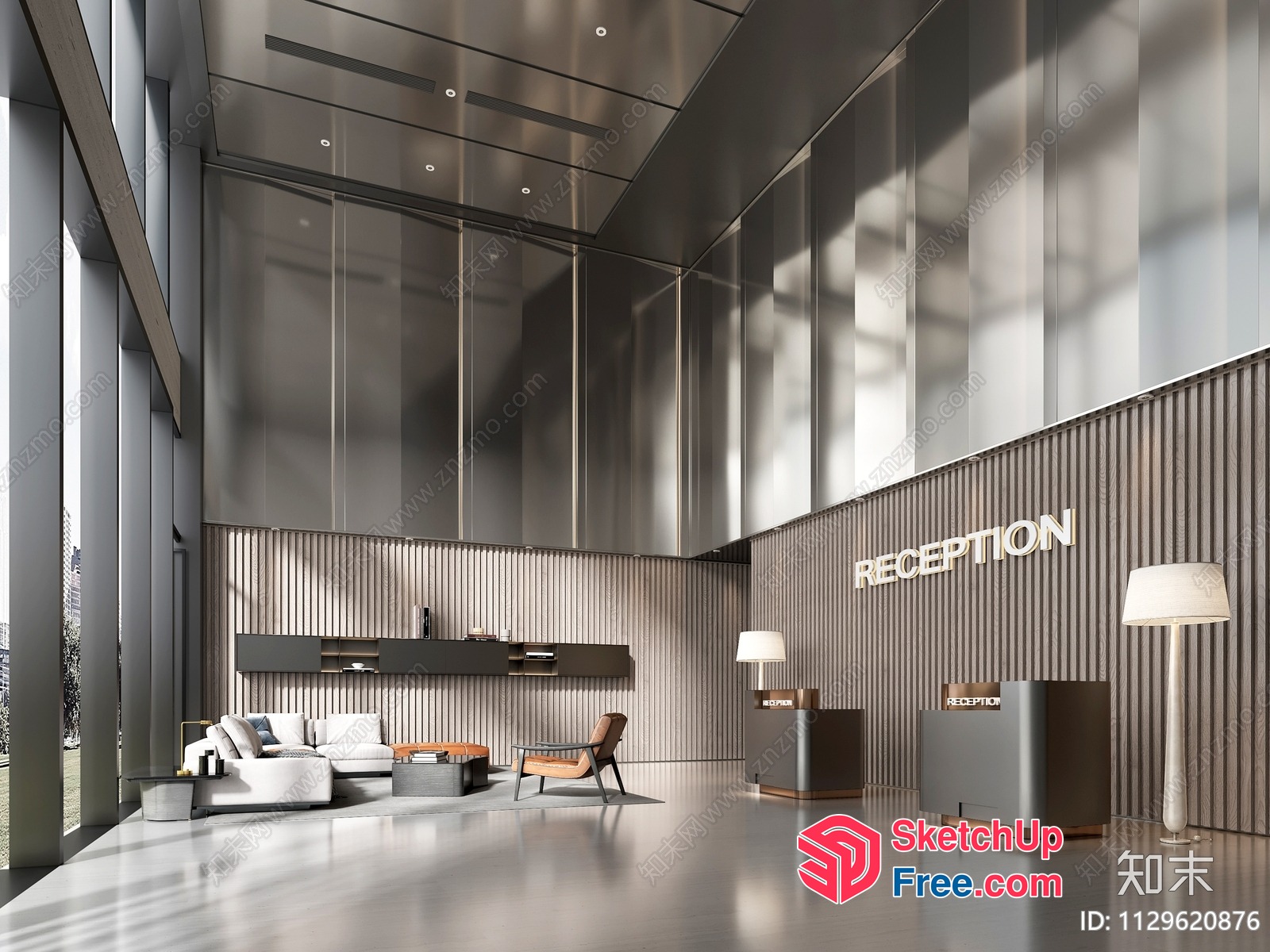 Modern Reception Area With Sleek Architectural Design 3D SketchUp File