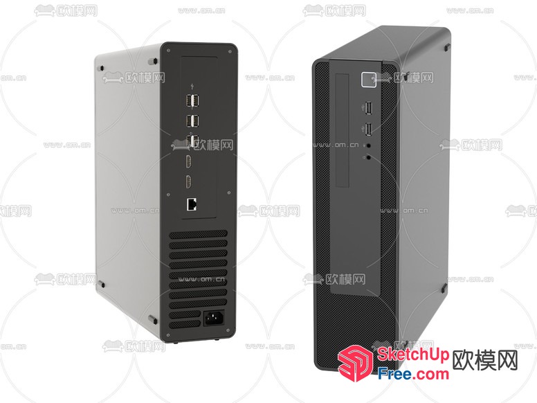 Computer Towers In Black And Silver 3D SketchUp File