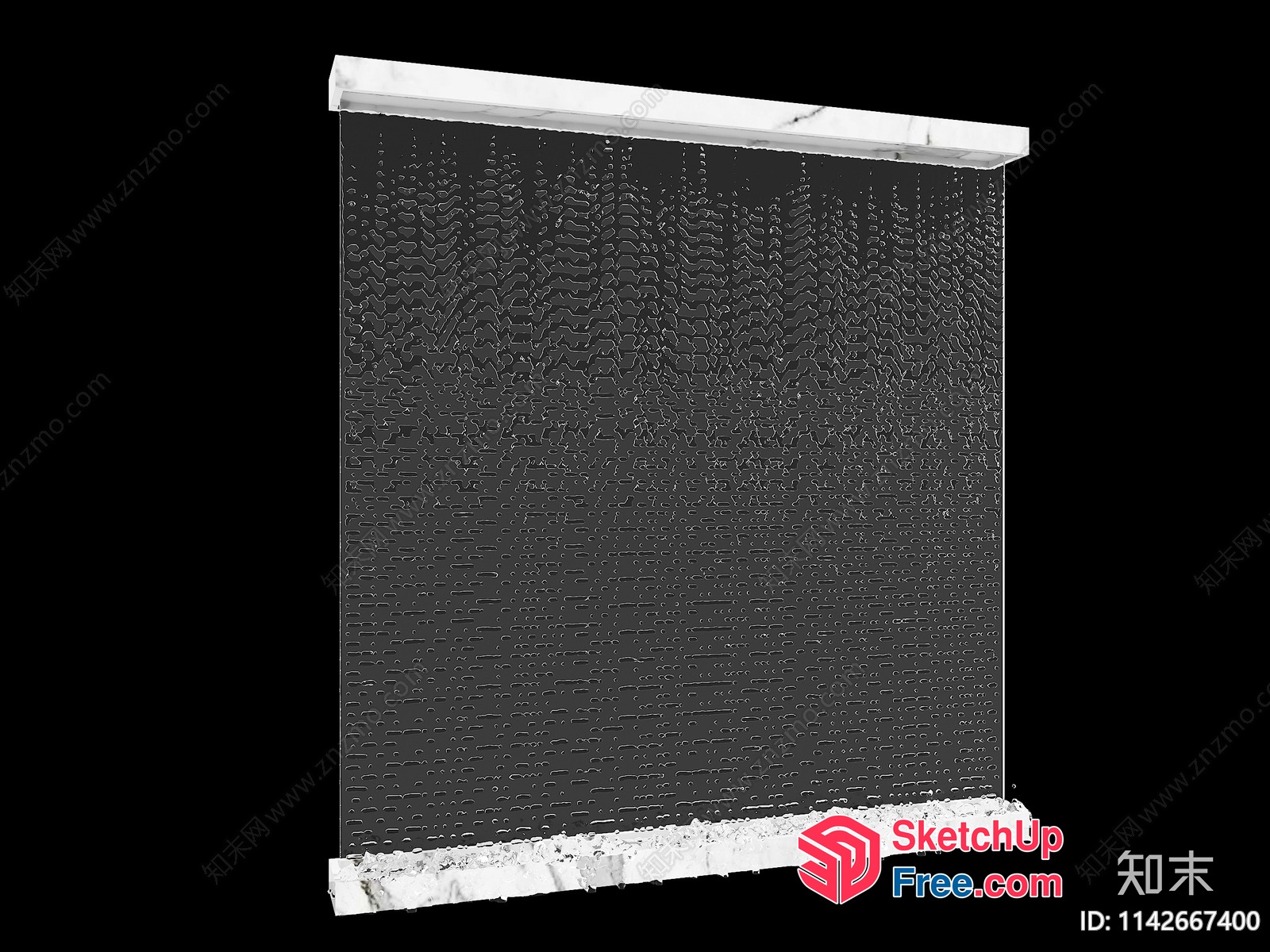 Glass Curtain Wall With White Marble Trim 3D SketchUp File