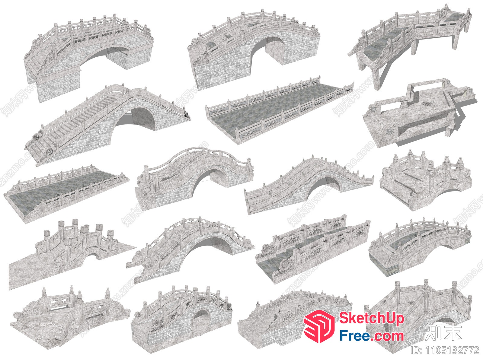 Various Stone Bridges 3D SketchUp File