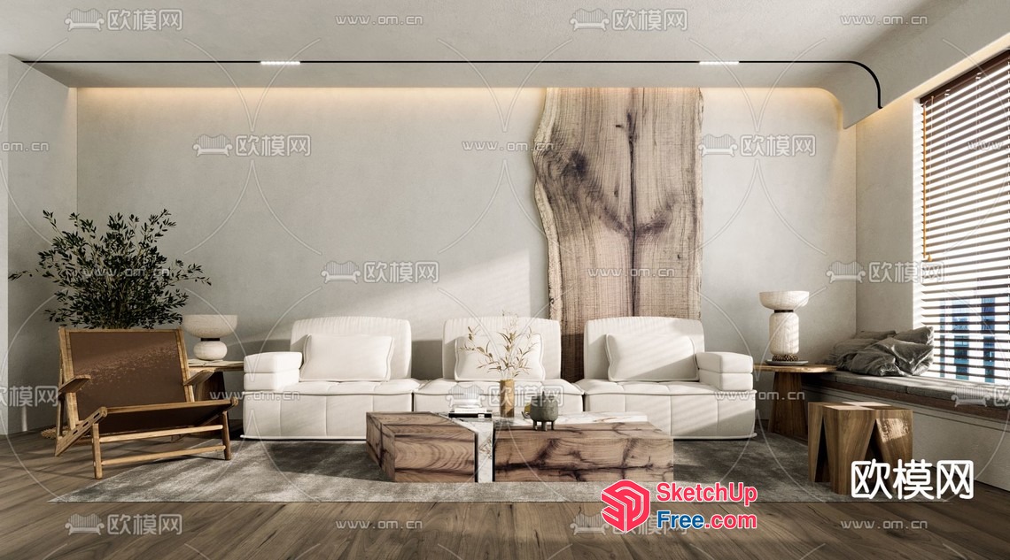 Minimalist Japanese Style Living Room 3D SketchUp File
