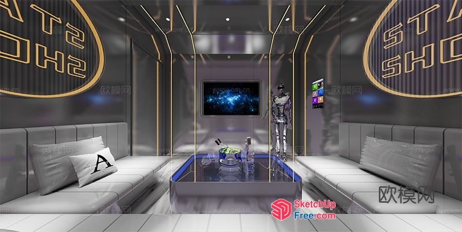 Futuristic Space Capsule Interior 3D SketchUp File