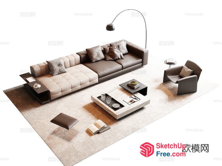 Modern Living Room With Neutral Color Scheme And Minimalist Decor 3D SketchUp File