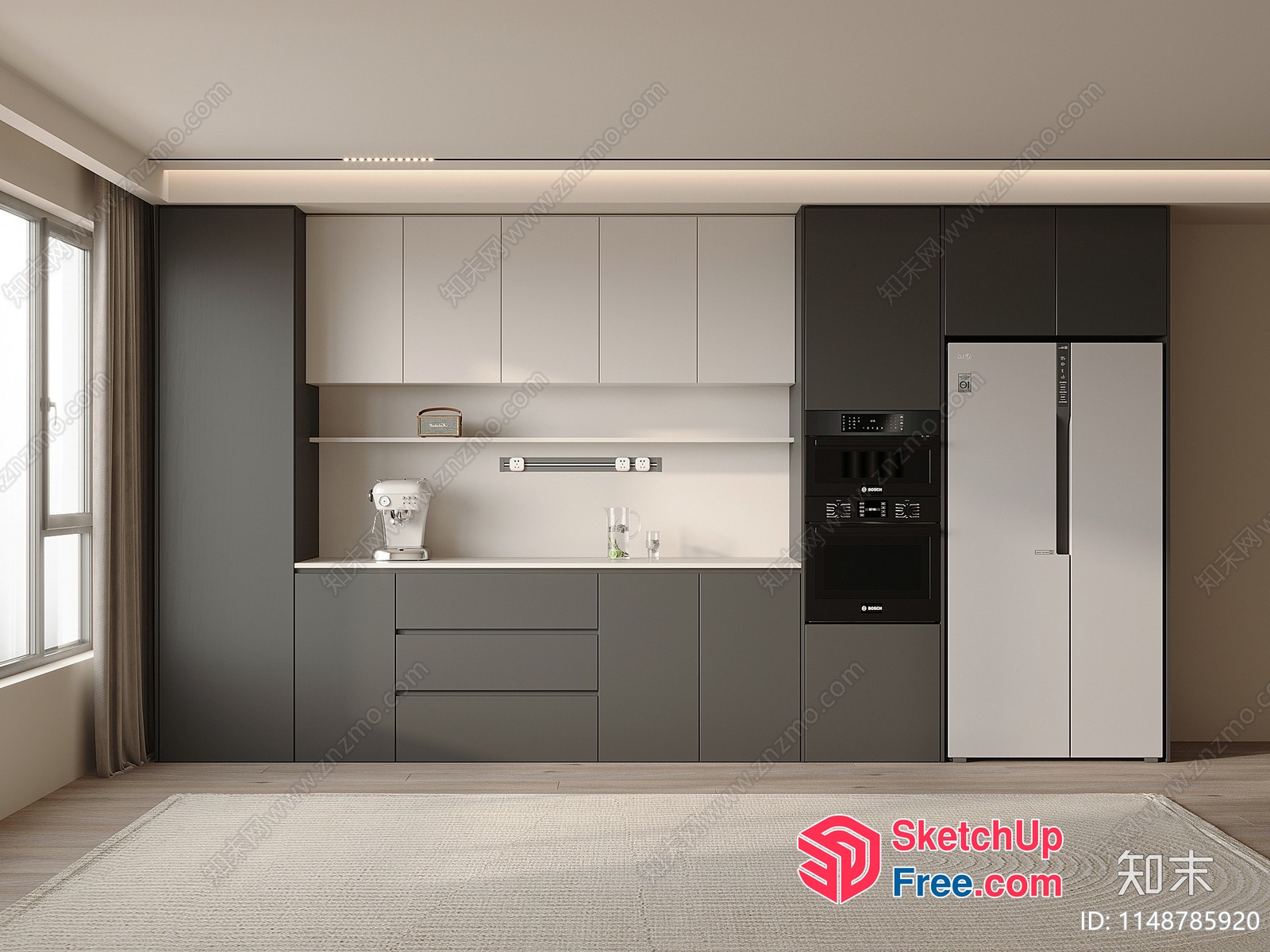 Modern Kitchen Interior With Sleek Appliances 3D SketchUp File