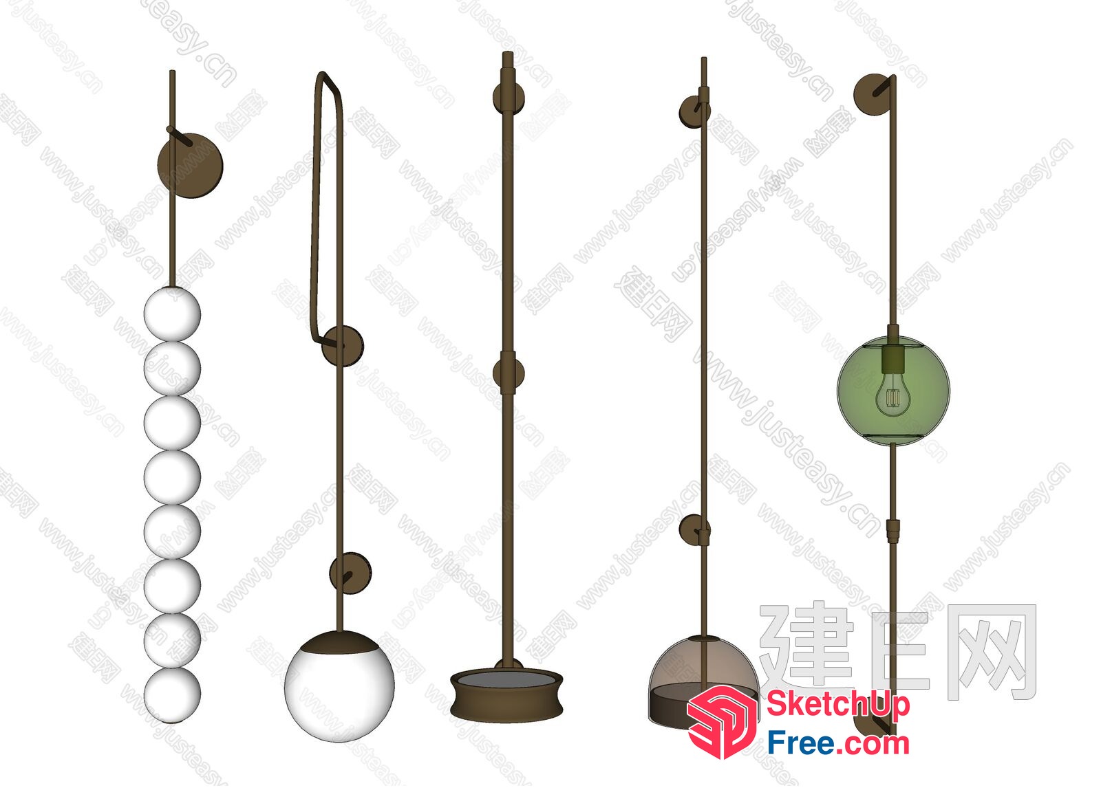 Modern Minimalist Hanging Light Fixtures Collection 3D SketchUp File