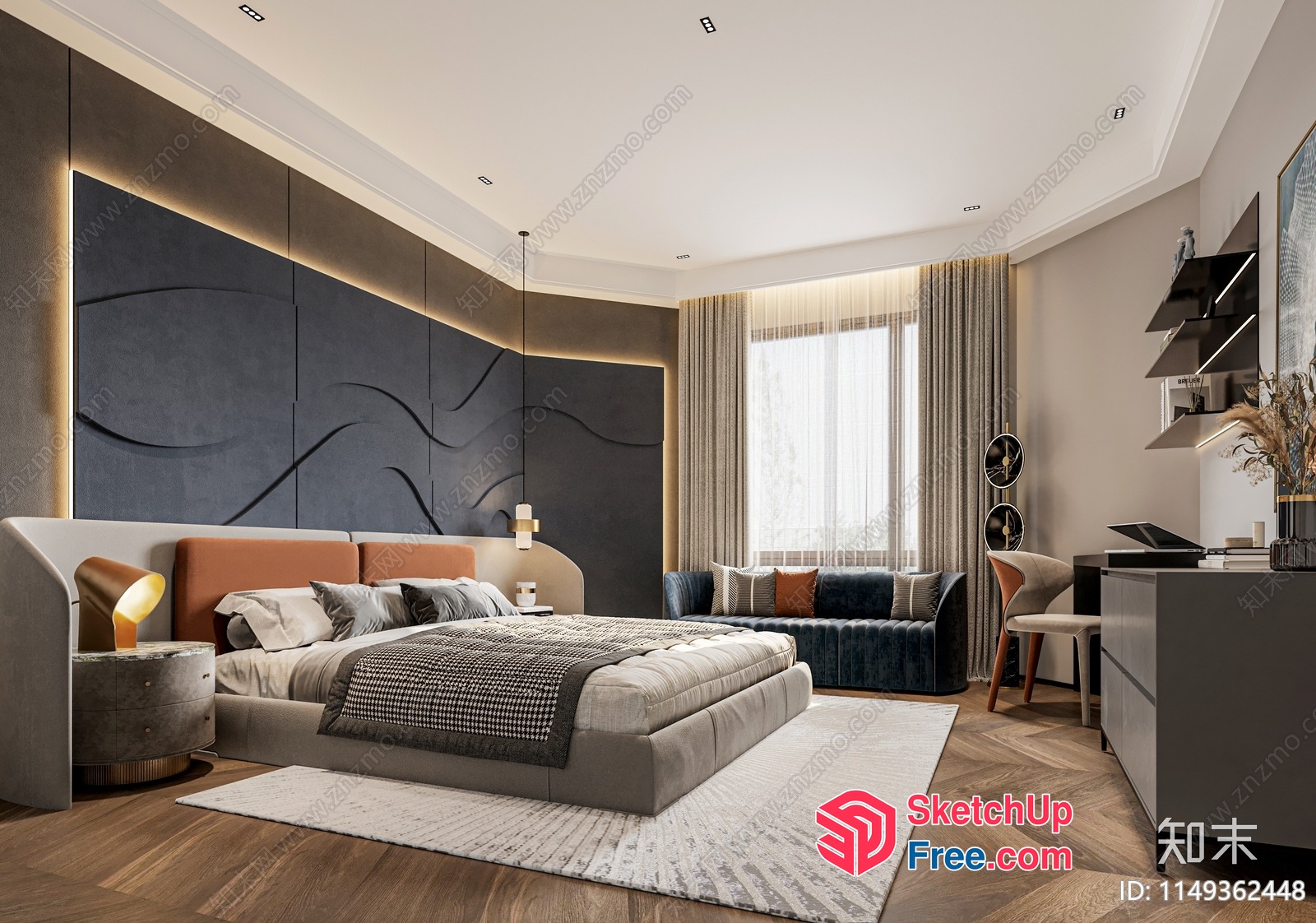 Modern Bedroom With A Sleek And Contemporary Design 3D SketchUp File