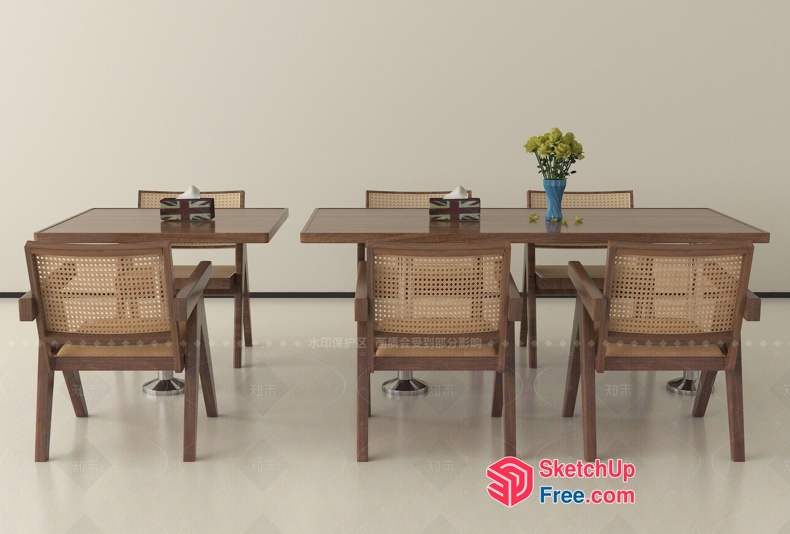 Modern Dining Table And Chairs Set 3D SketchUp File