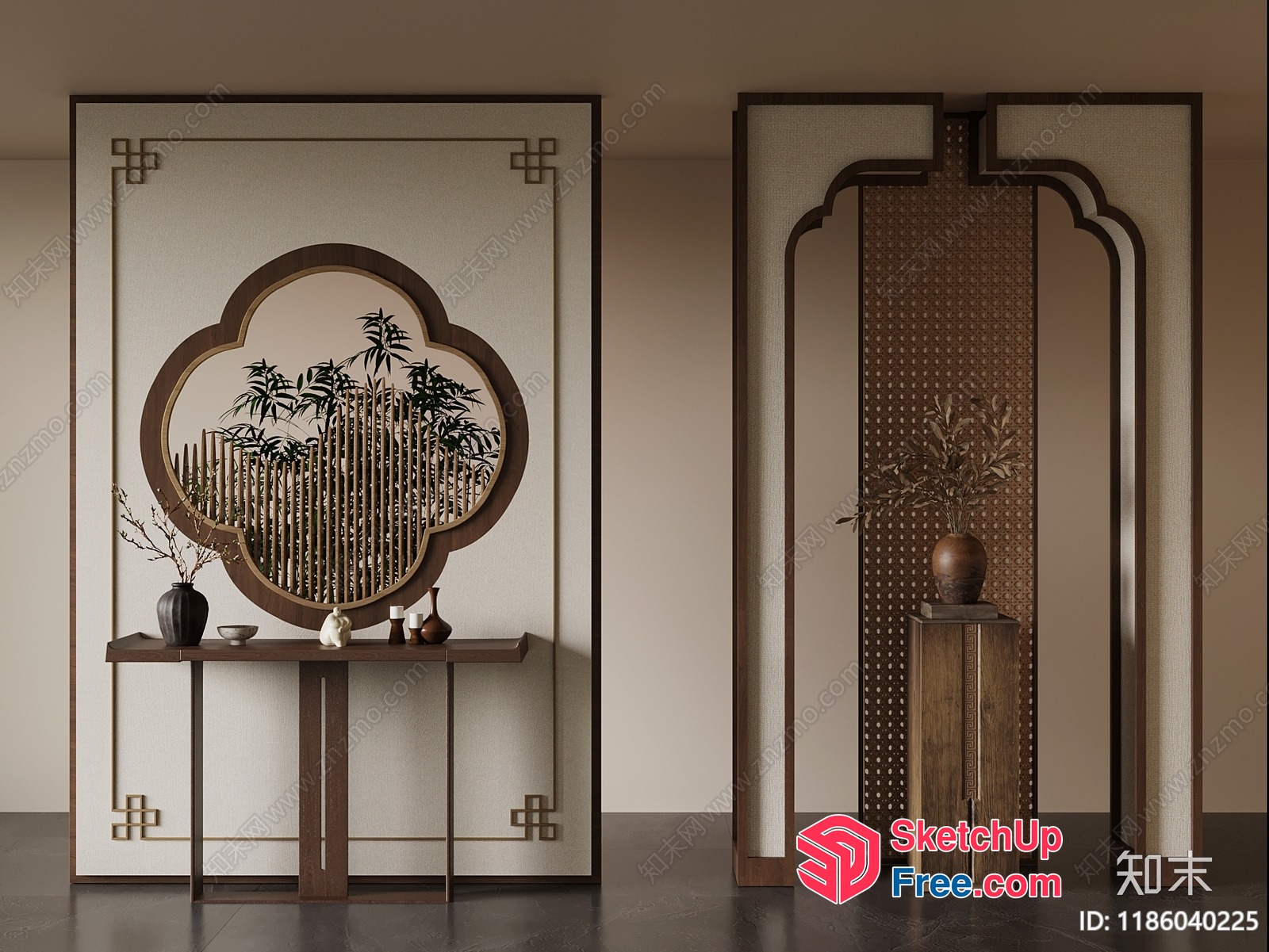 Decorative Partition Screen With Japanese Style Design 3D SketchUp File