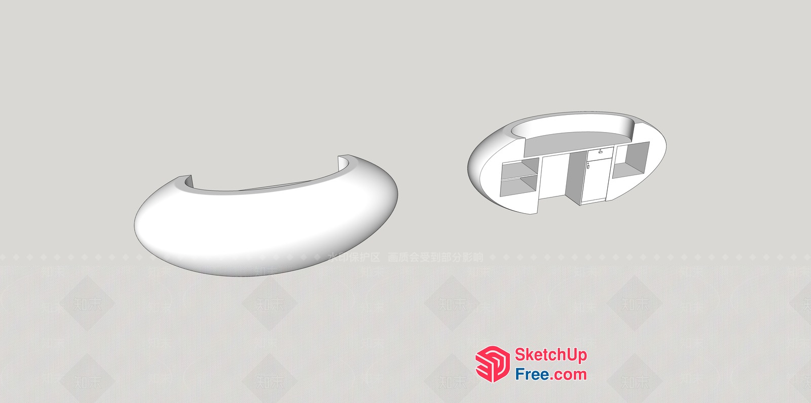 Oval-Shaped Furniture Pieces 3D SketchUp File