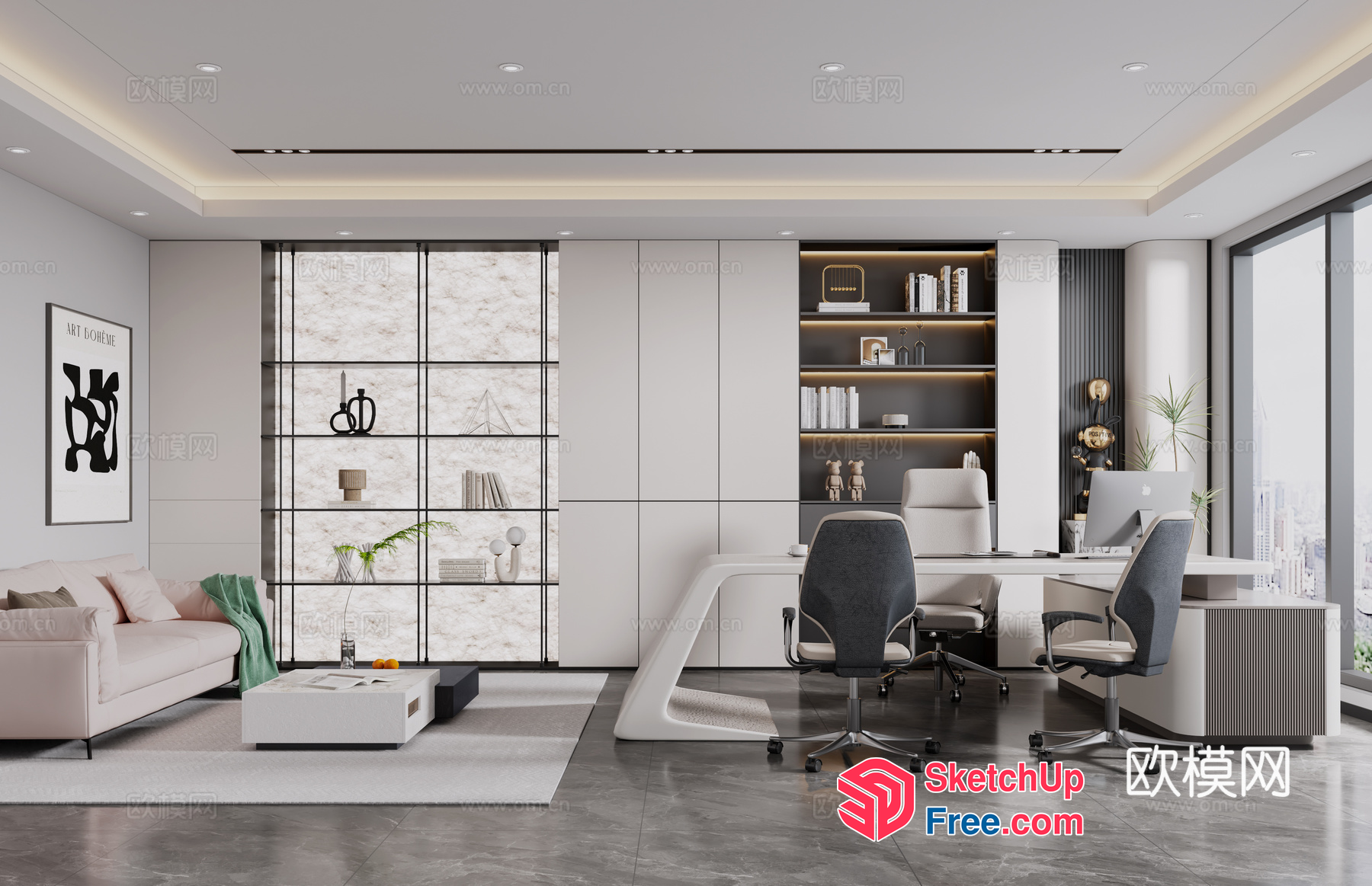 Modern Minimalist Office Space With Sleek Furniture 3D SketchUp File