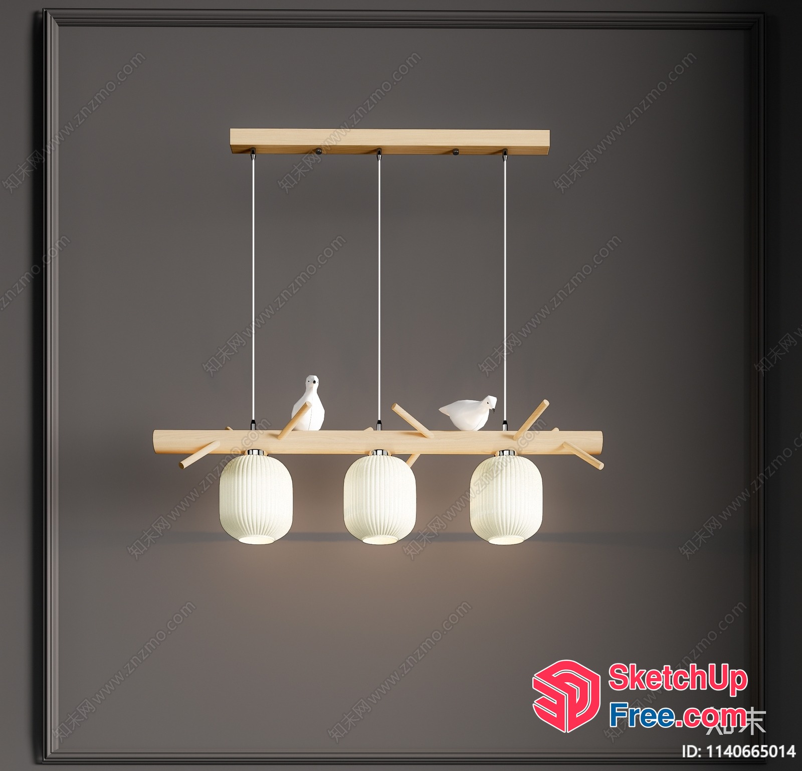 Hanging Chandelier With White Pigeon Decorations 3D SketchUp File