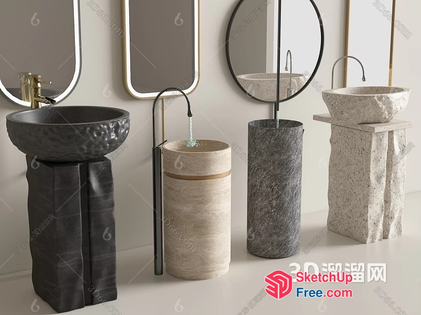Modern Bathroom Sink Designs In Neutral Colors 3D SketchUp File