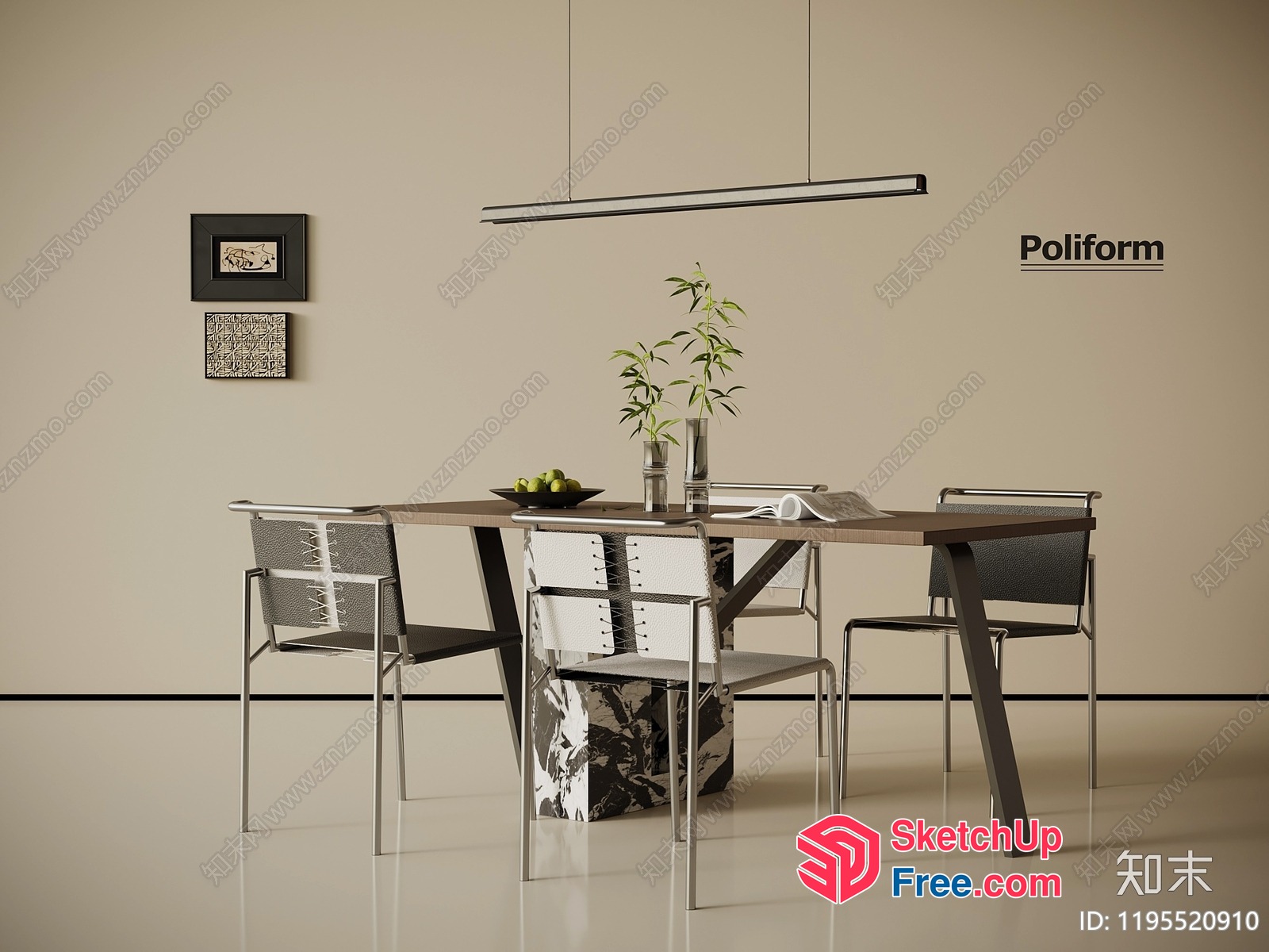 Modern Dining Room With Sleek Furniture And Minimalist Decor 3D SketchUp File