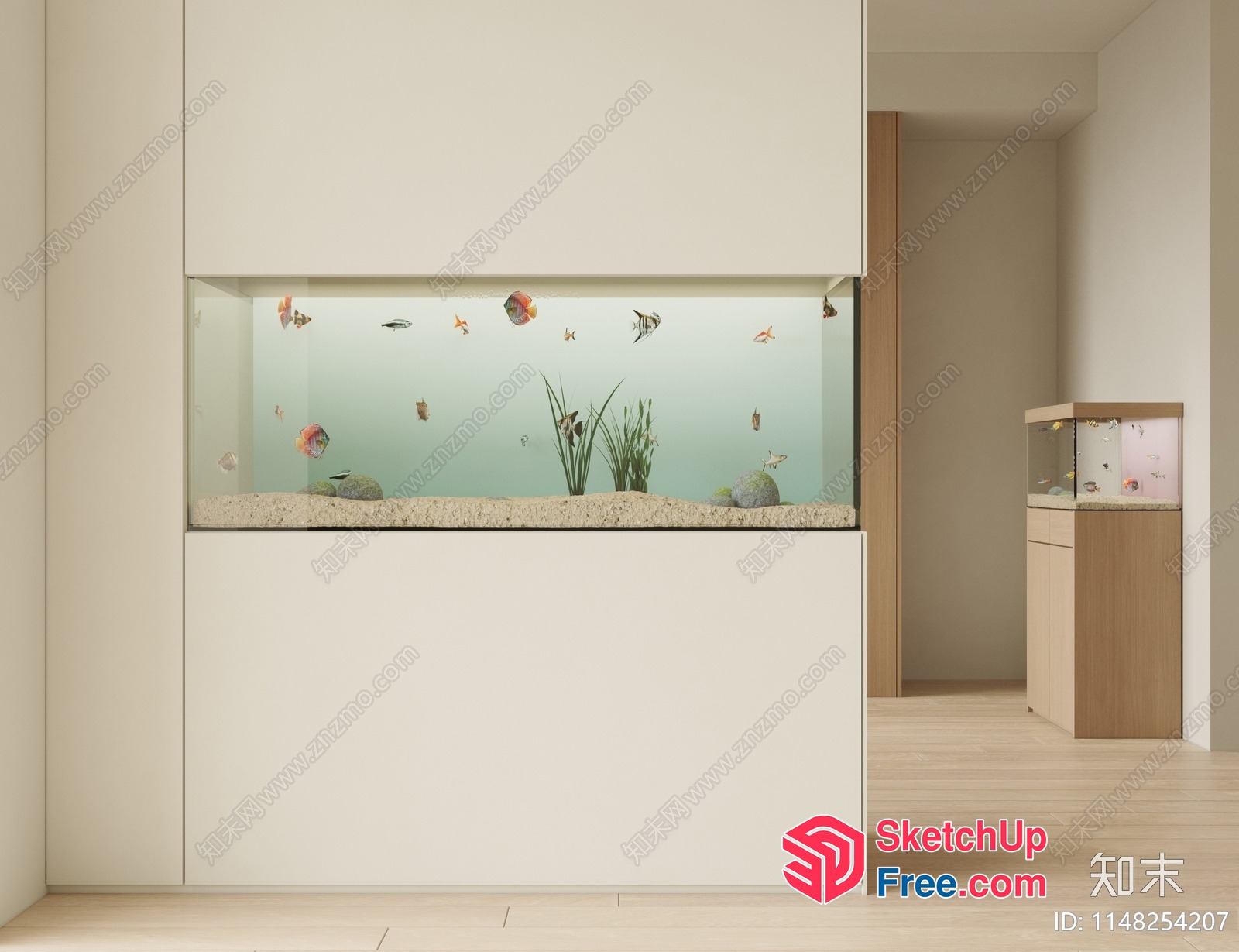 Modern Minimalist Aquarium And Fish Tank 3D SketchUp File