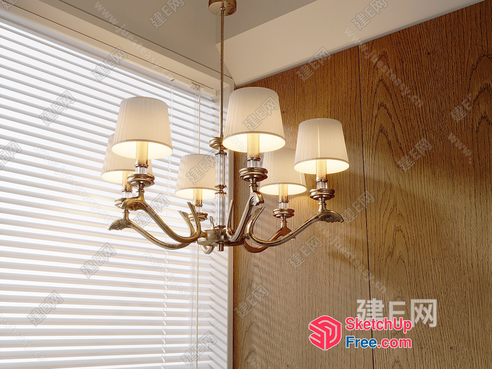 Elegant Chandelier In A Cozy Room 3D SketchUp File