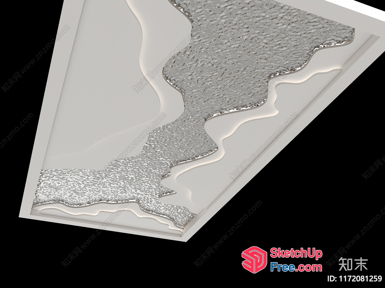 Elegant Ceiling Design With Textured Silver Accents 3D SketchUp File